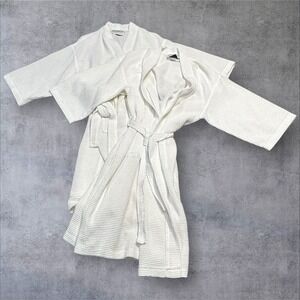 Lot of 2‎ - Boca Terry One Size Waffle Robe Men or Women 100% Cotton